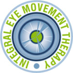 NLP A circular logo featuring a stylized blue and green eye in the center, symbolizing healing and recovery, with the words INTEGRAL EYE MOVEMENT THERAPY written around the edge in green and blue capital letters. Hypnotherapy