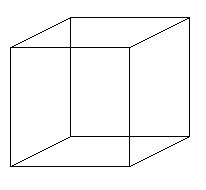 Wire-frame drawing of a cube whose apparent front and back can reverse.